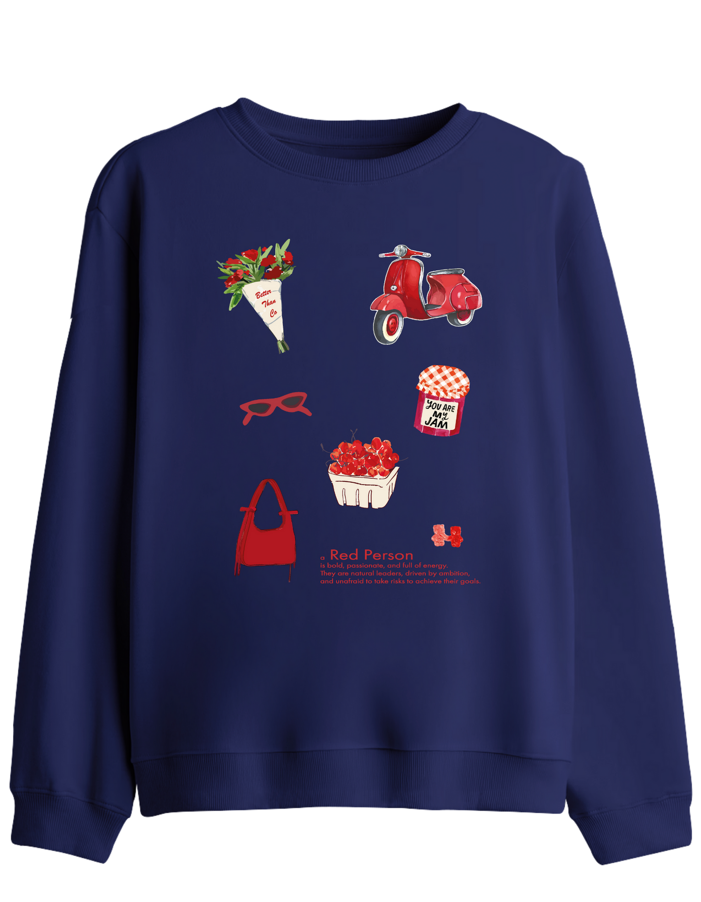 Red Person Baskılı Bisiklet Yaka Sweatshirt