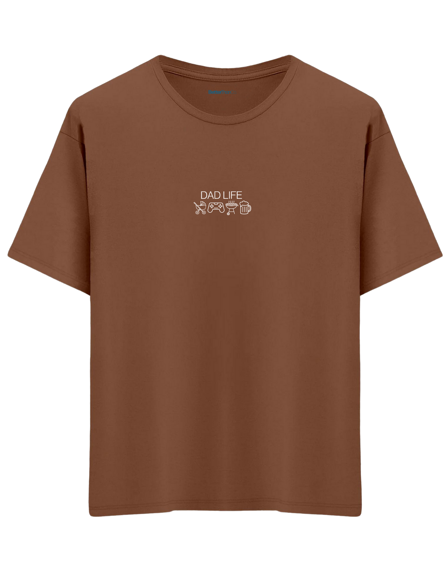 Dad Life Baskılı Bisiklet Yaka Oversize T-shirt