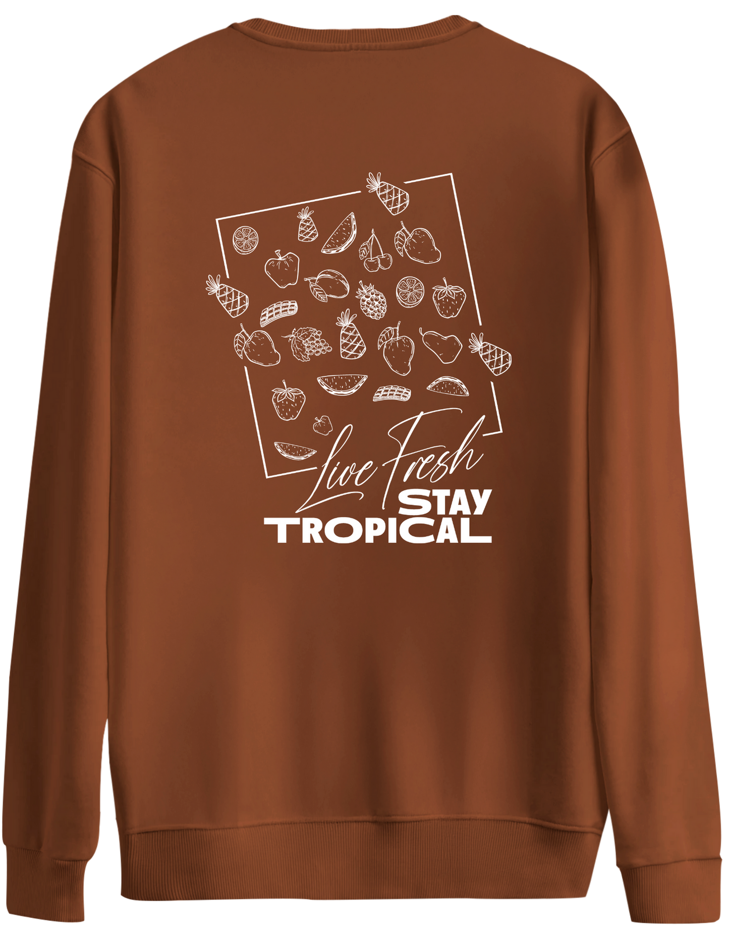 Tropical Baskılı Bisiklet Yaka Oversize Sweatshirt