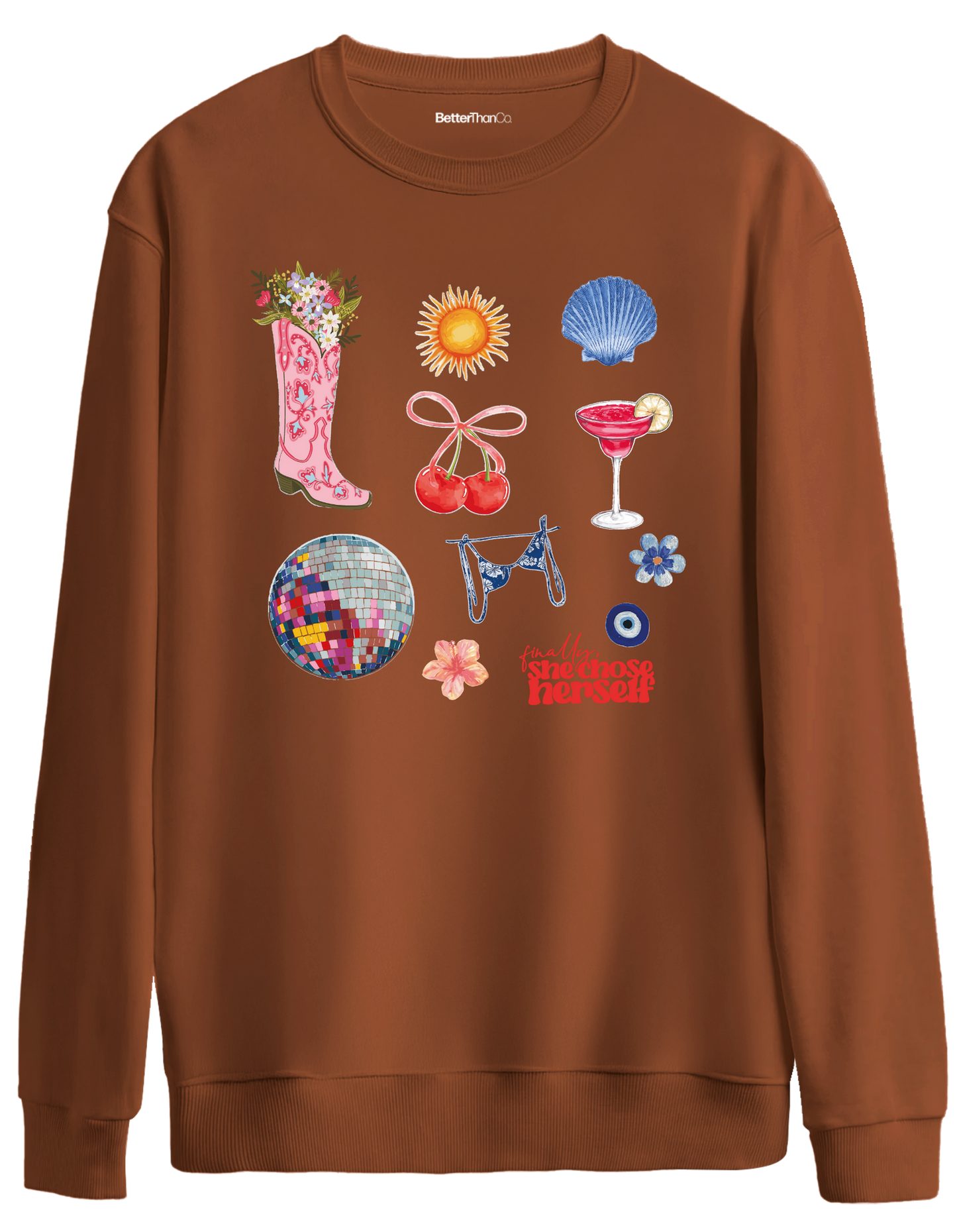 Self Love Baskılı Bisiklet Yaka Oversize Sweatshirt