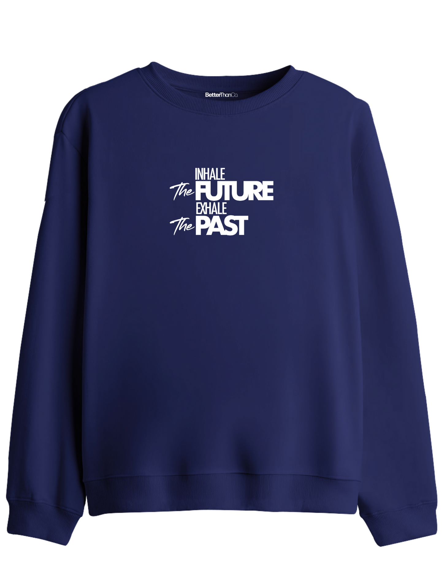 Inhale Exhale Baskılı Bisiklet Yaka Sweatshirt