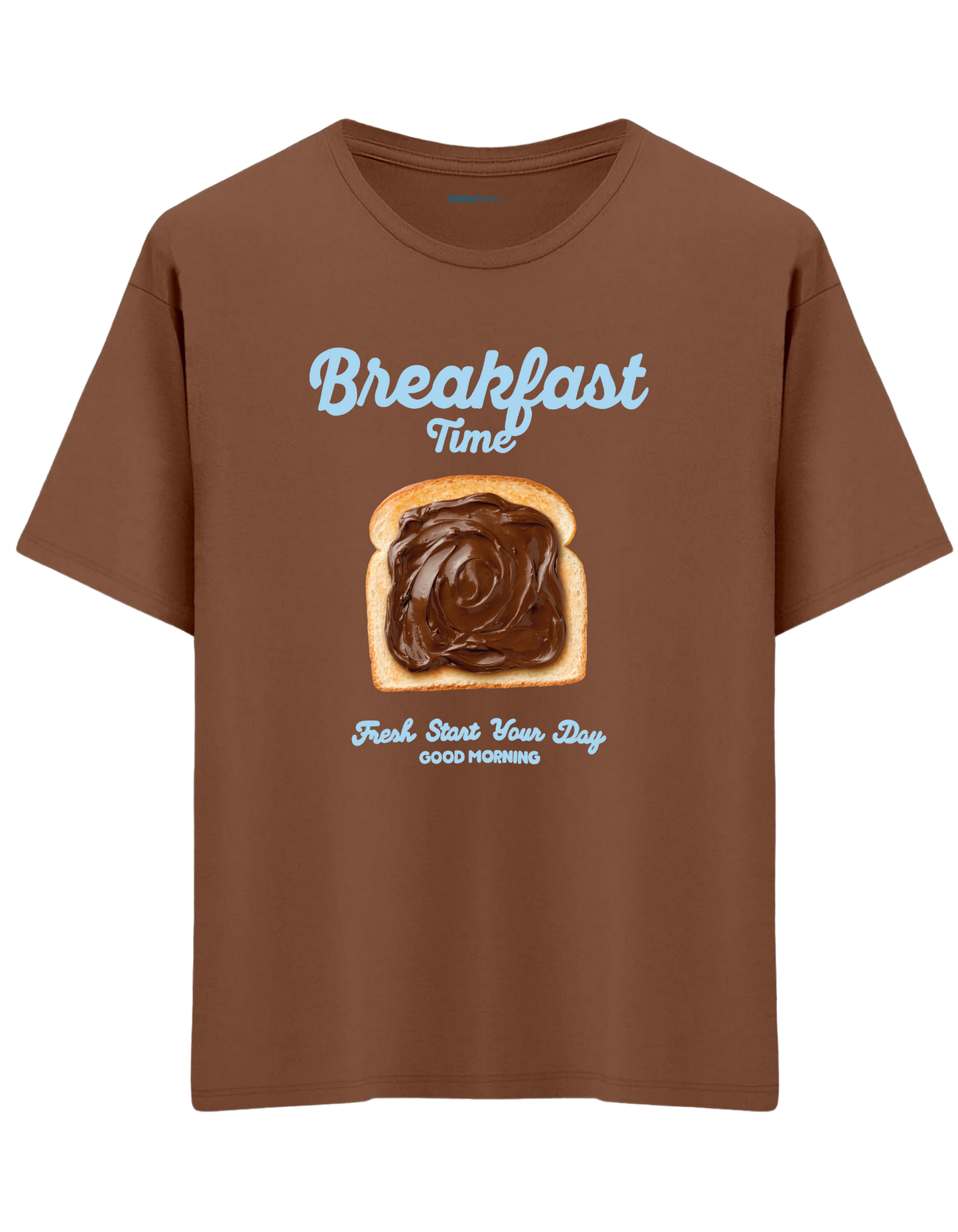 Breakfast Time Baskılı Bisiklet Yaka Oversize T-shirt
