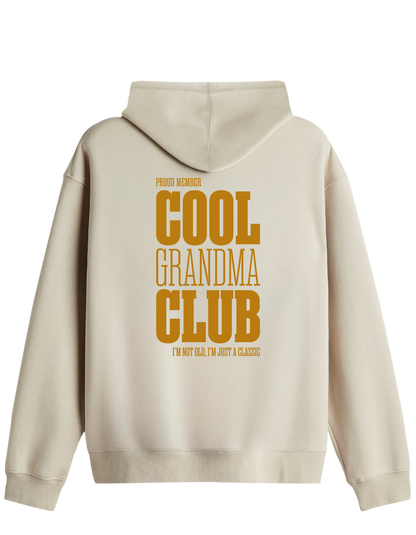 Cool Grandma Club Baskılı Unisex Kapüşonlu Yaka Hoodie