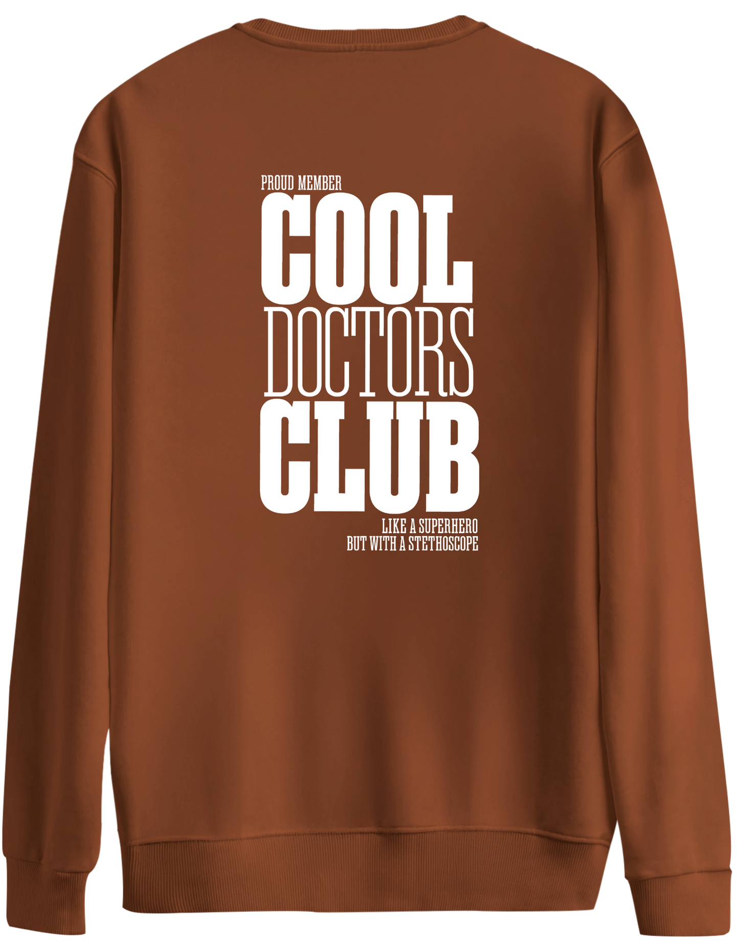 Cool Doctors Club Baskılı Bisiklet Yaka Oversize Sweatshirt