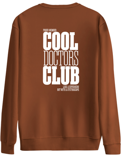 Cool Doctors Club Baskılı Bisiklet Yaka Oversize Sweatshirt
