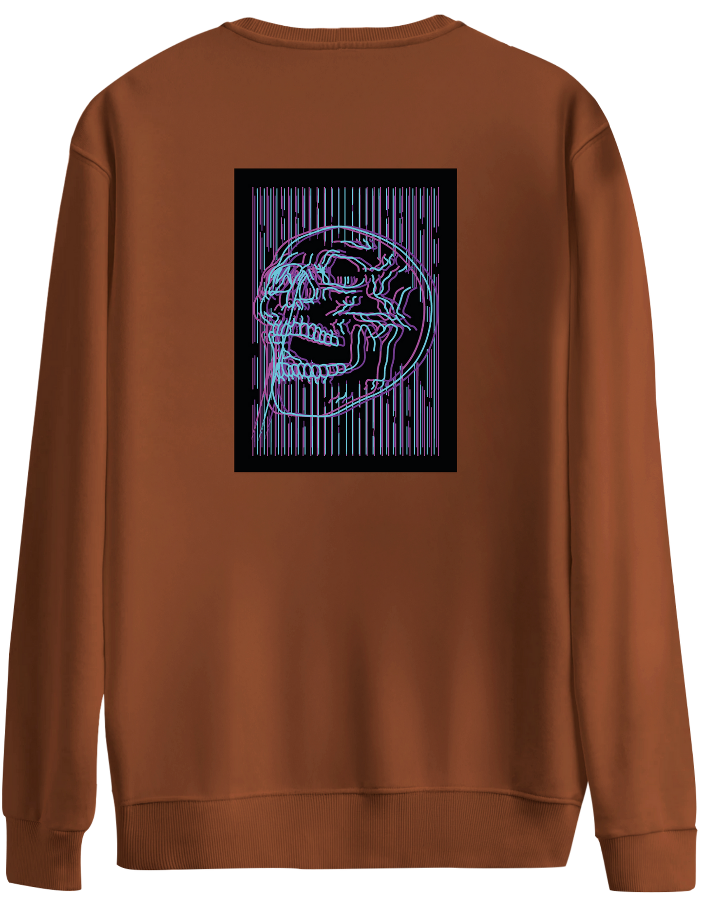 Neon Baskılı Bisiklet Yaka Oversize Sweatshirt