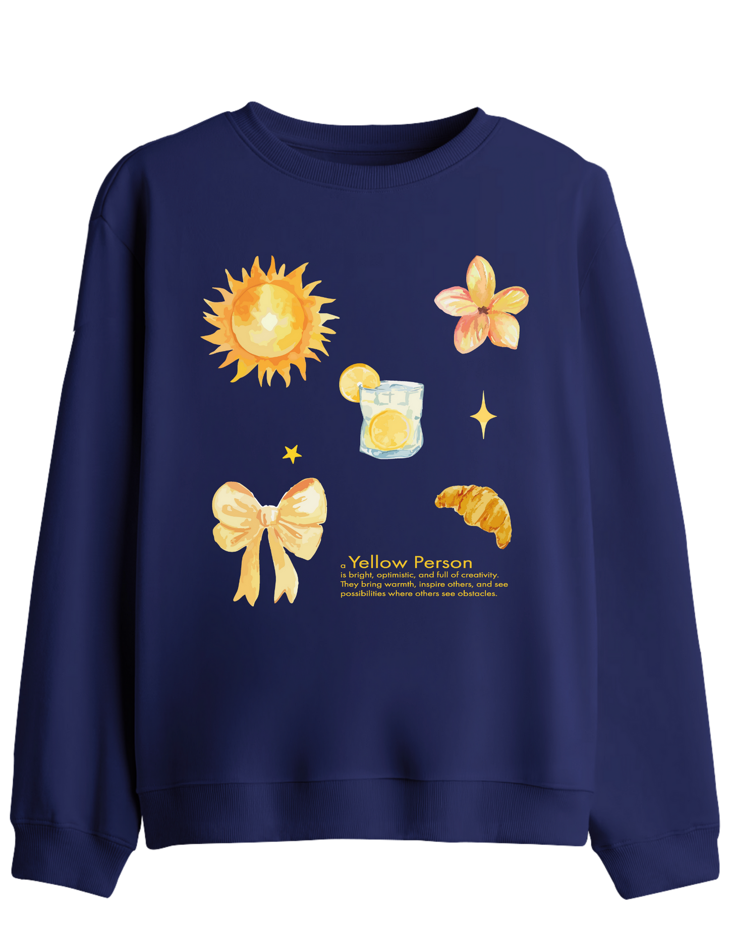 Yellow Person Baskılı Bisiklet Yaka Sweatshirt
