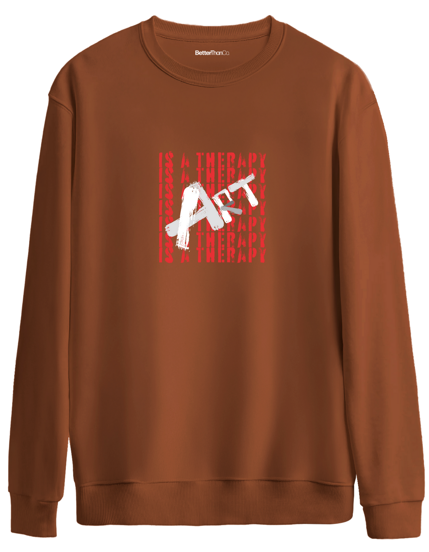 Art Is a Therapy Baskılı Bisiklet Yaka Oversize Sweatshirt