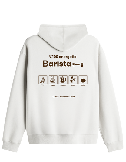 Barista Baskılı Unisex Kapüşonlu Yaka Hoodie