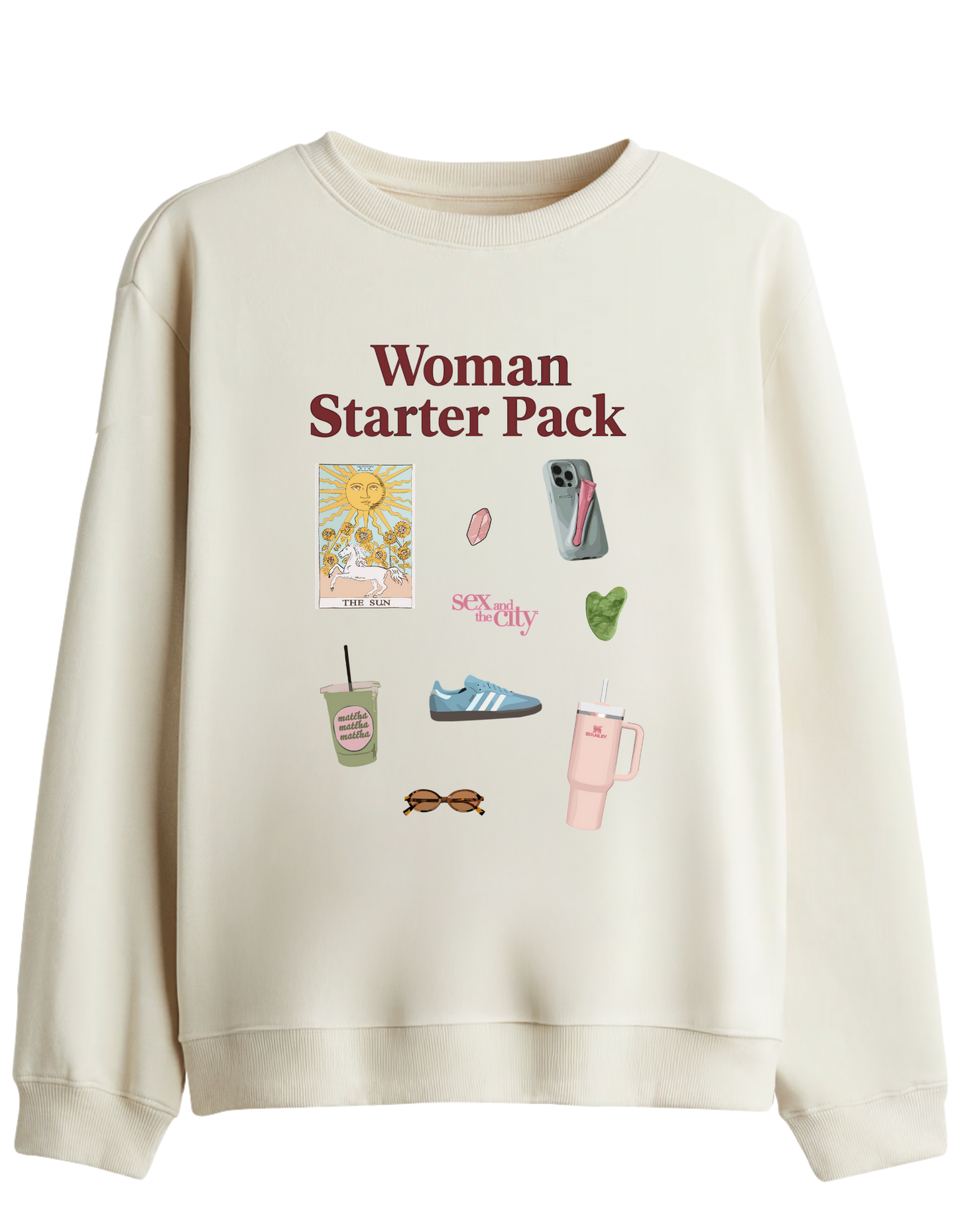 Woman Starter Pack Baskılı Bisiklet Yaka Sweatshirt