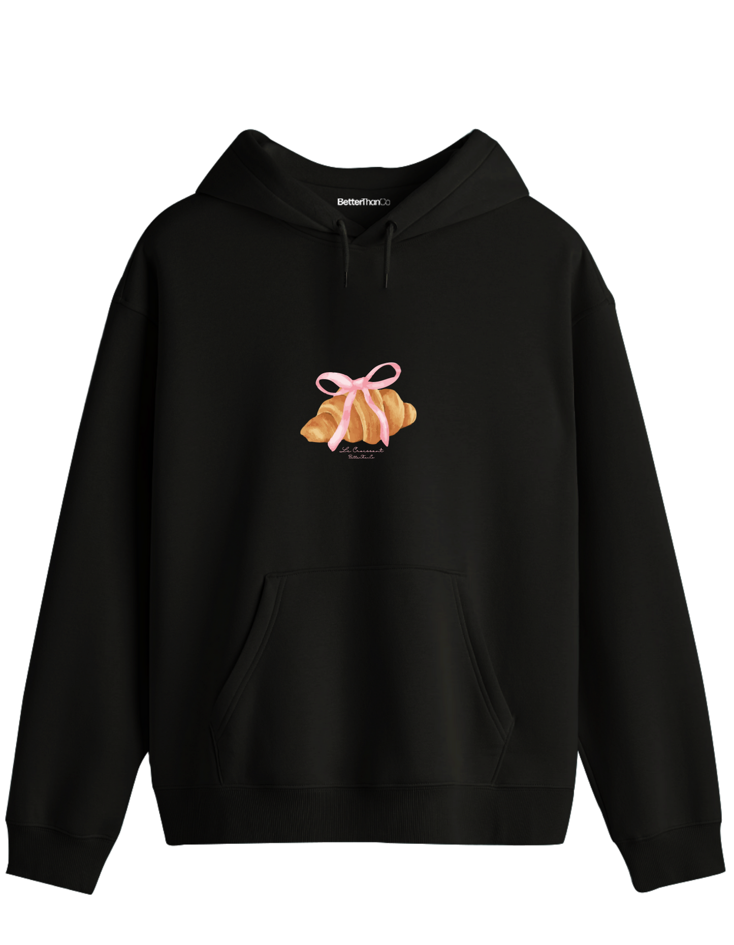 Kruvasan Baskılı Unisex Kapüşonlu Yaka Hoodie