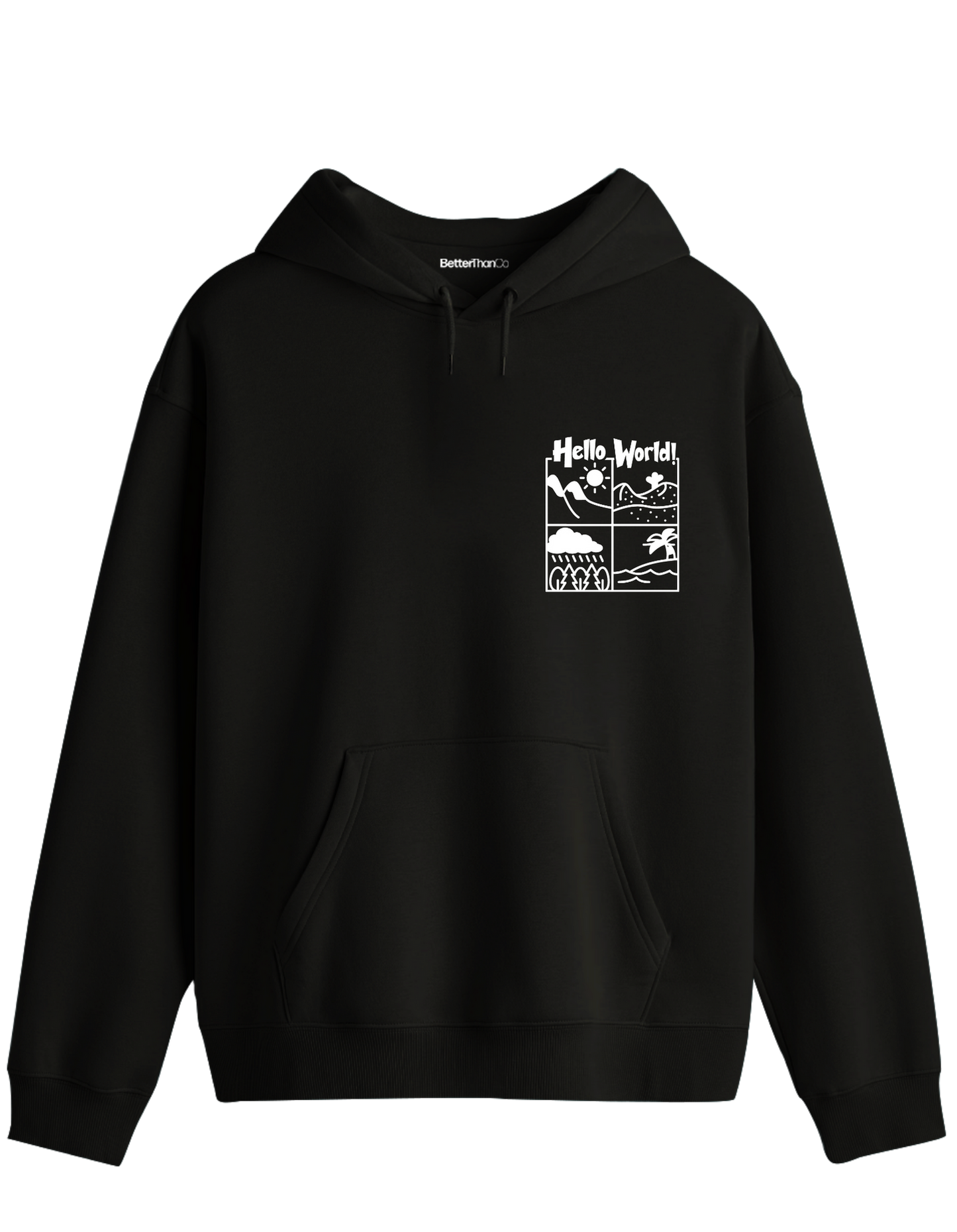 Hello World Baskılı Unisex Kapüşonlu Yaka Hoodie