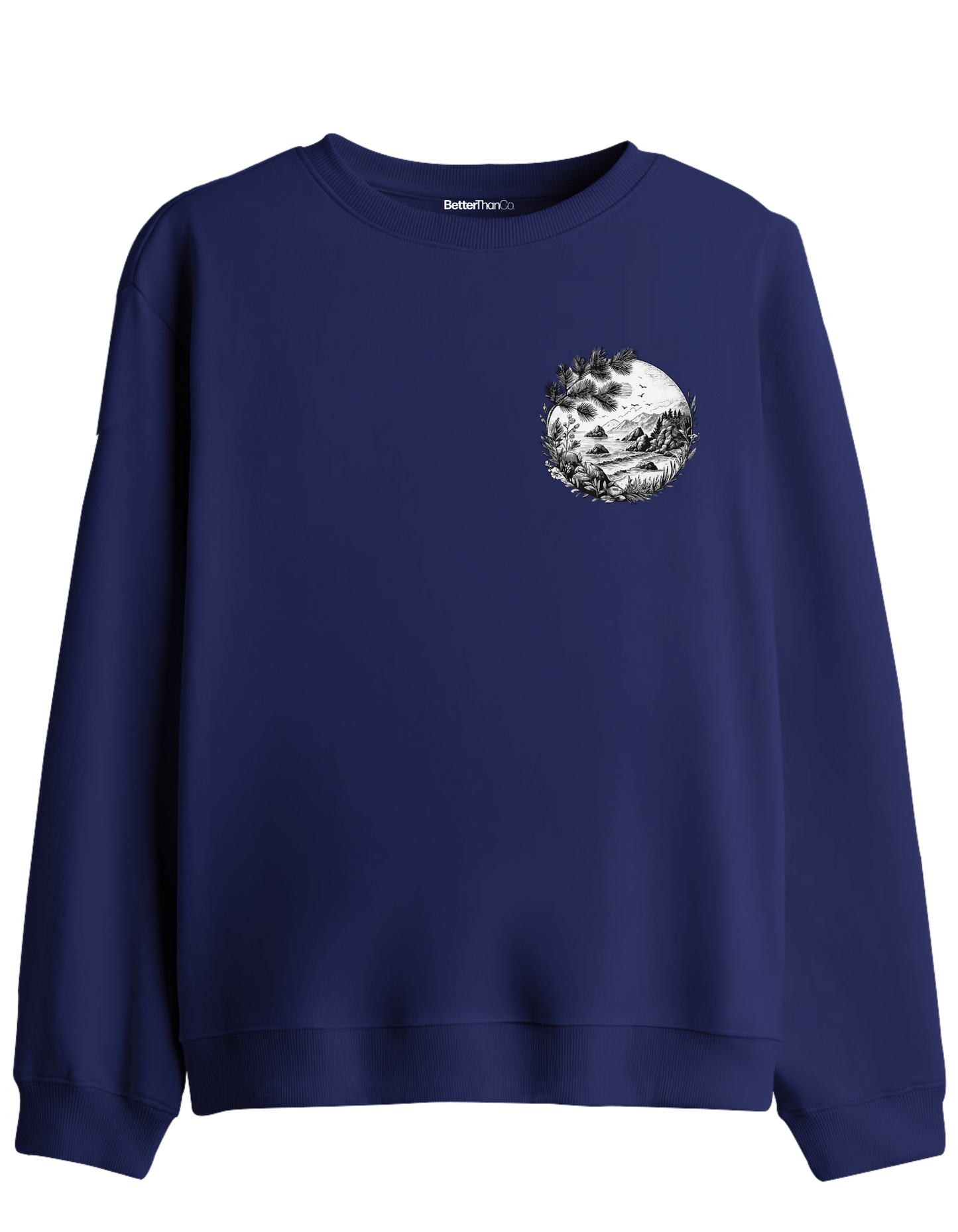 Nature Baskılı Bisiklet Yaka Sweatshirt