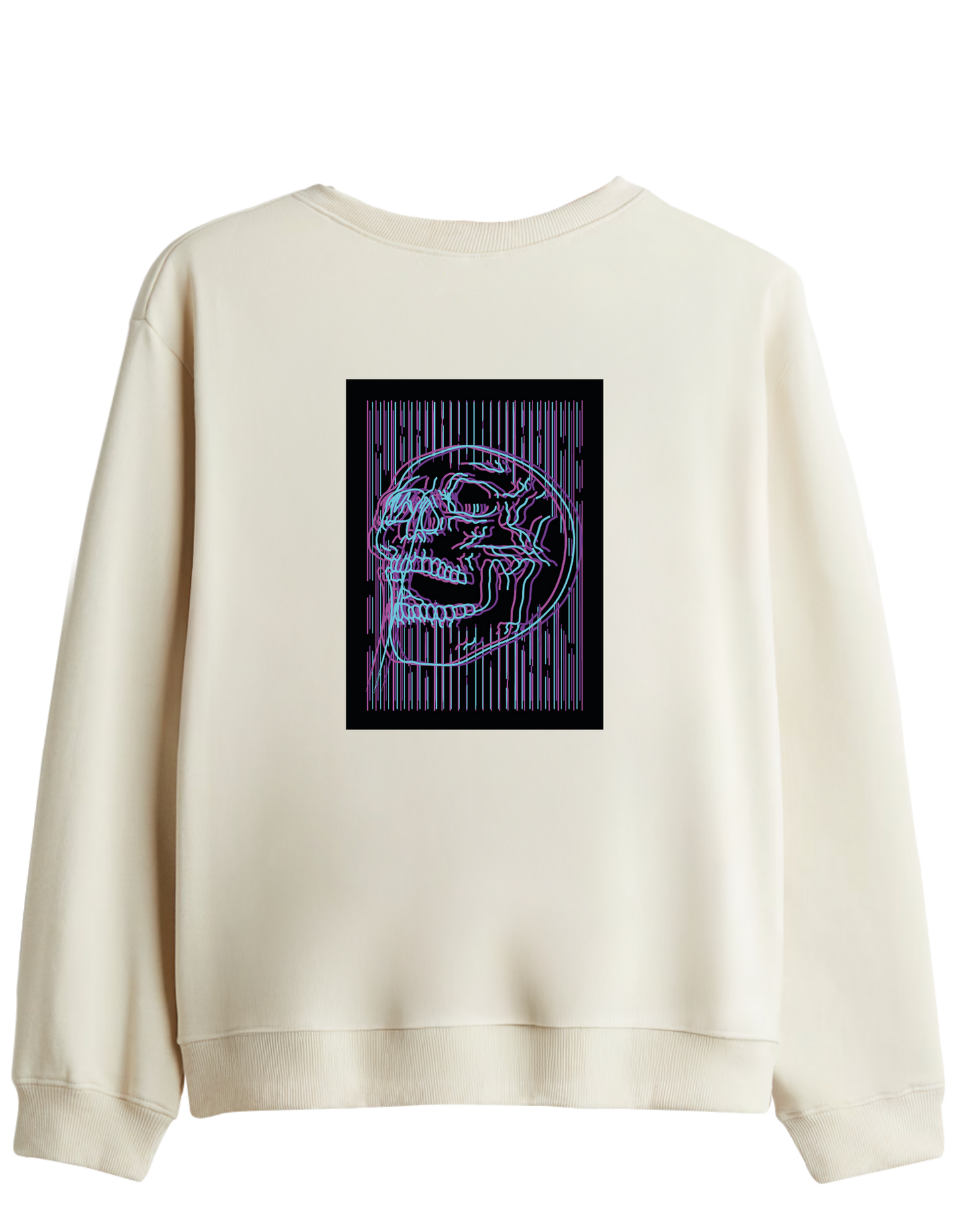 Neon Baskılı Bisiklet Yaka Sweatshirt