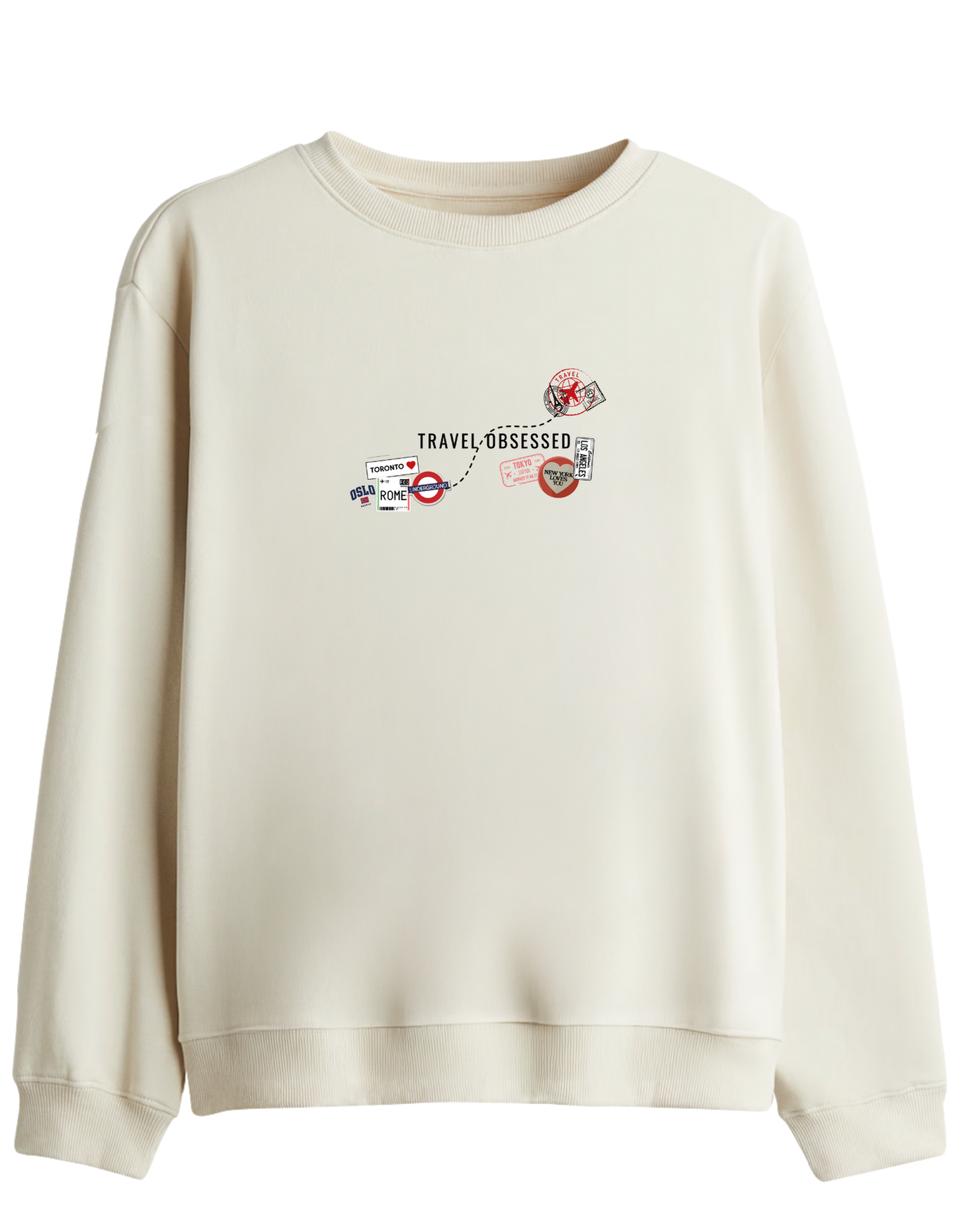 Travel Obsessed Baskılı Bisiklet Yaka Sweatshirt