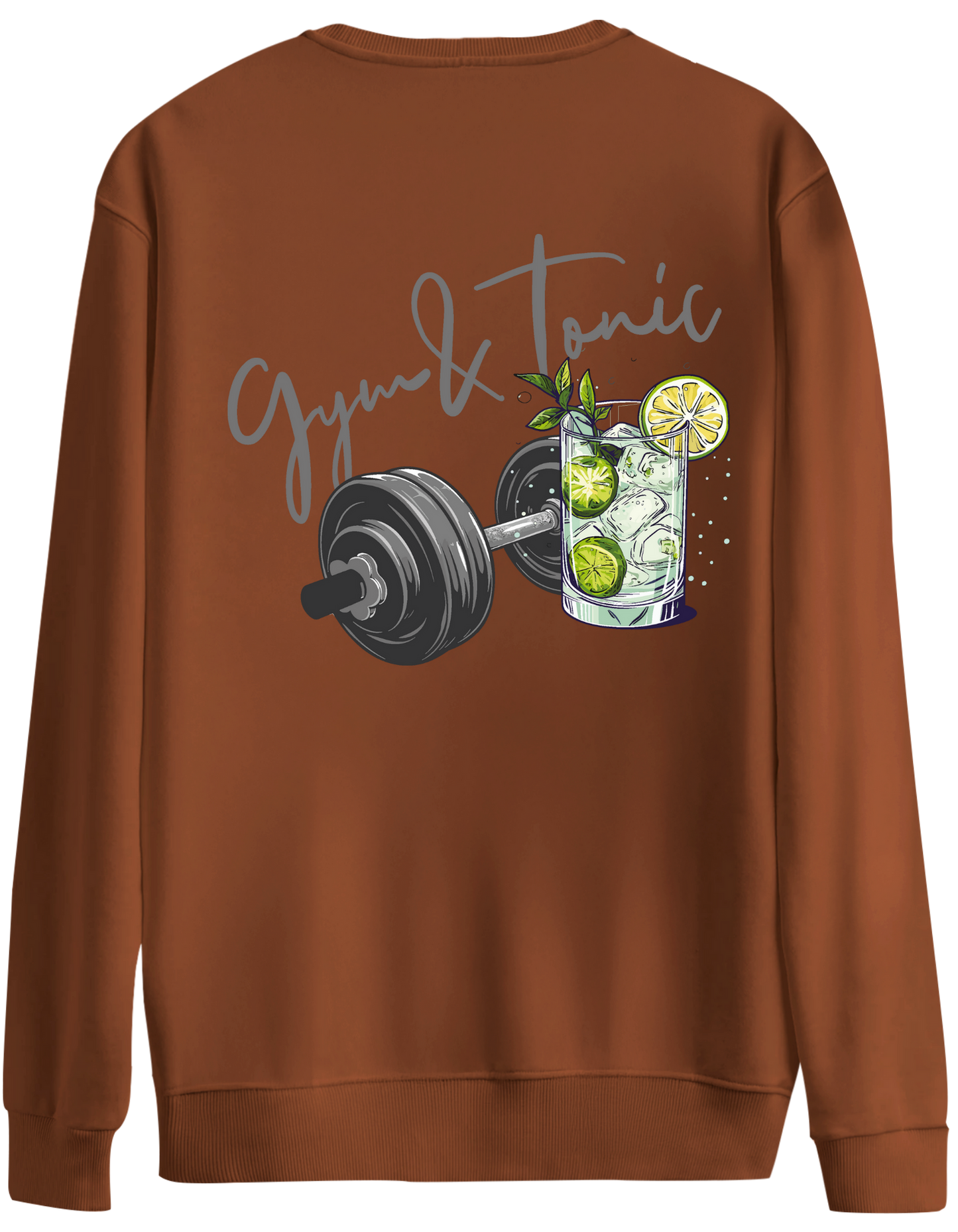 Gym Tonic Baskılı Bisiklet Yaka Oversize Sweatshirt