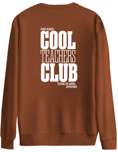 Cool Teachers Club Baskılı Bisiklet Yaka Oversize Sweatshirt