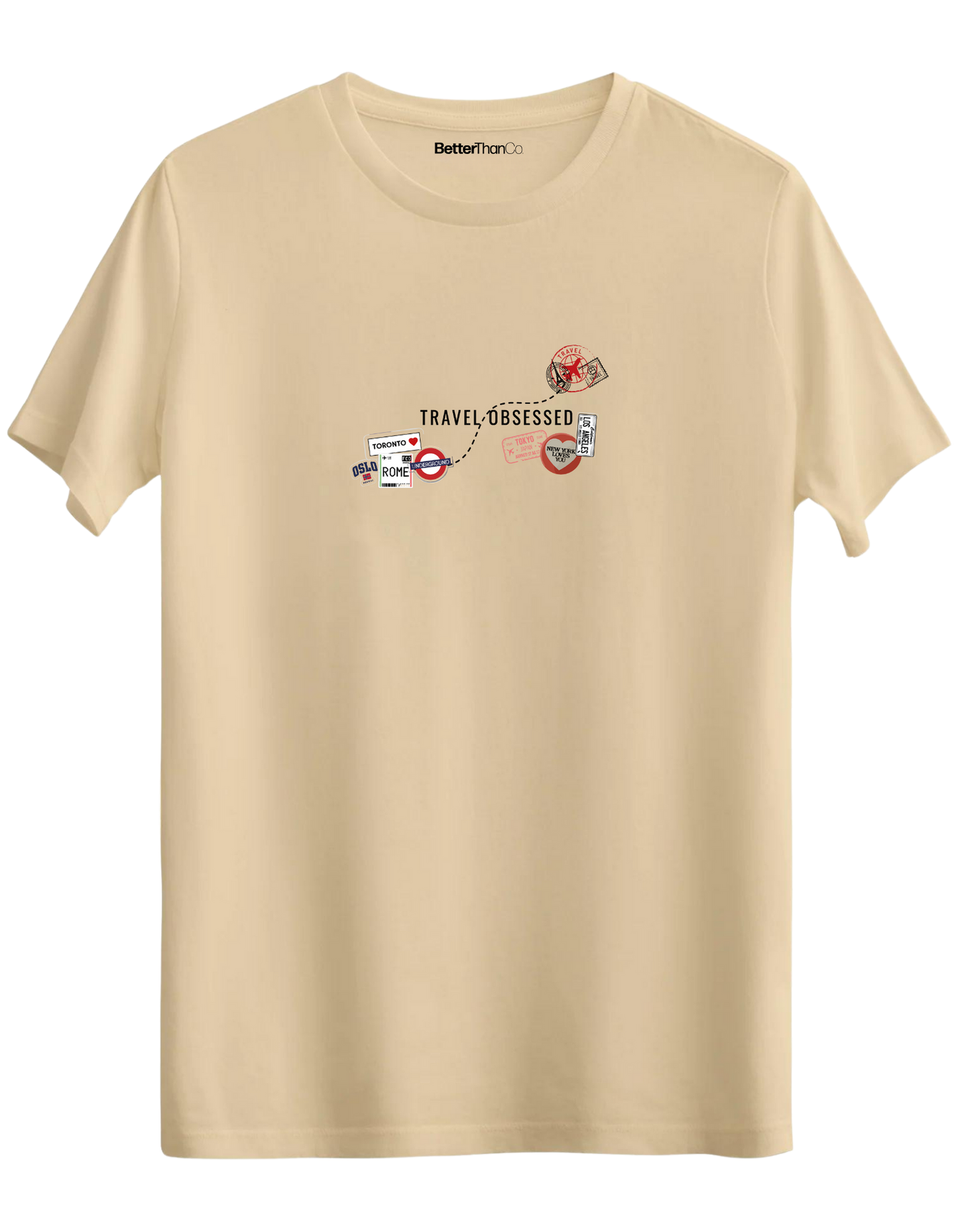 Travel Obsessed Baskılı Bisiklet Yaka Regular T-shirt