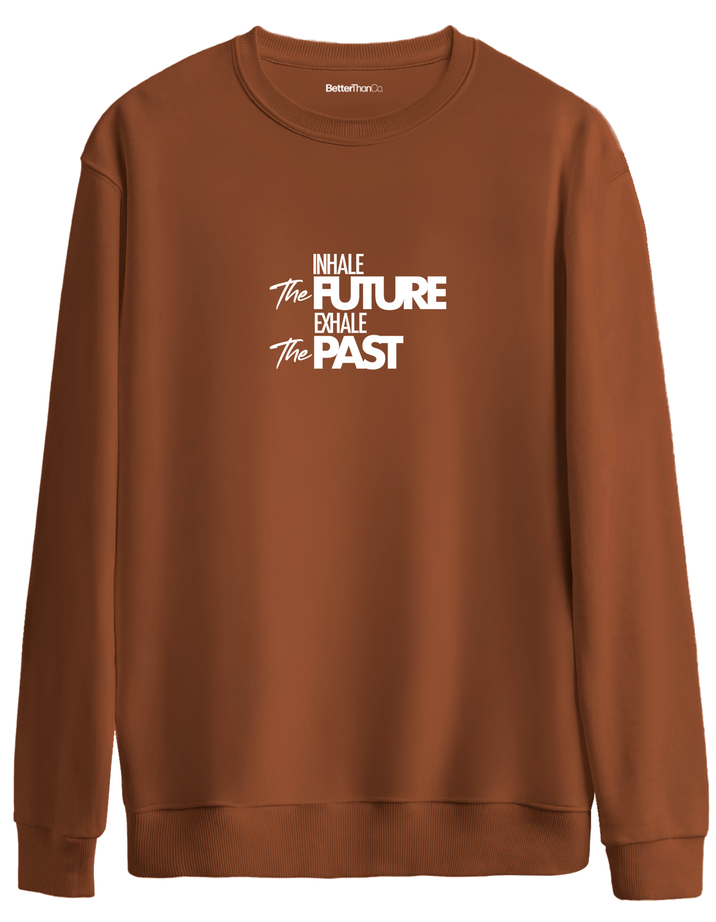 Inhale Exhale Baskılı Bisiklet Yaka Oversize Sweatshirt