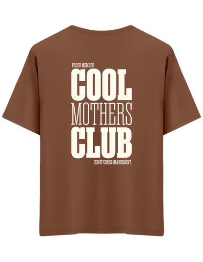 Cool Mothers Club Baskılı Bisiklet Yaka Oversize T-shirt