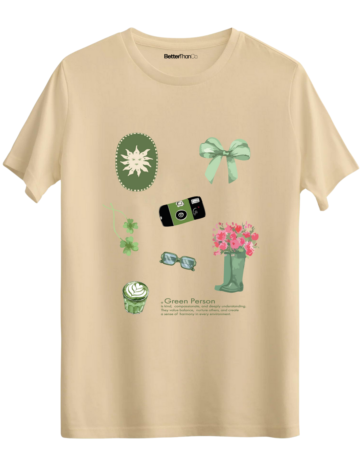 Green Person Baskılı Bisiklet Yaka Regular T-shirt