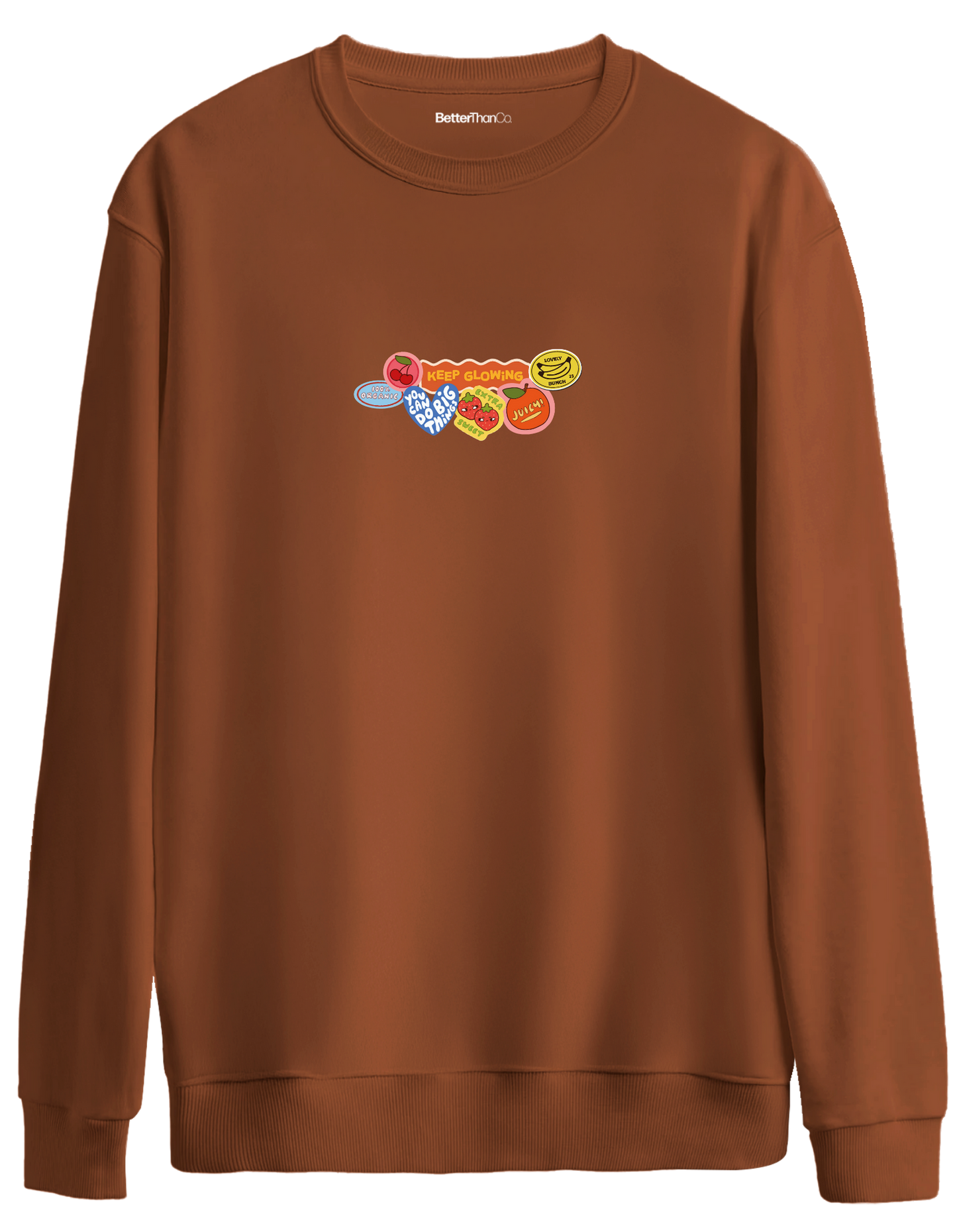 Fruits Baskılı Bisiklet Yaka Oversize Sweatshirt