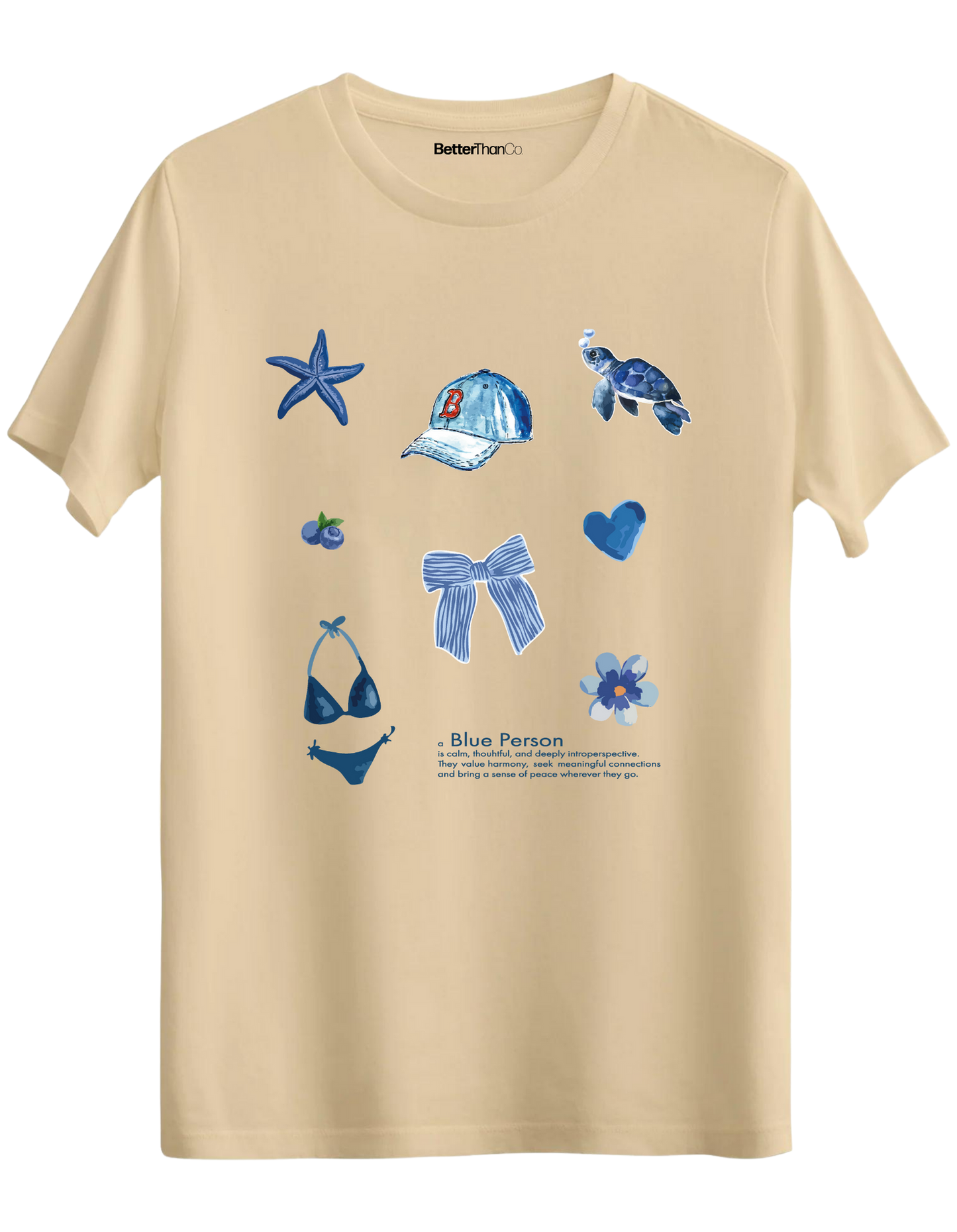Blue Person Baskılı Bisiklet Yaka Regular T-shirt