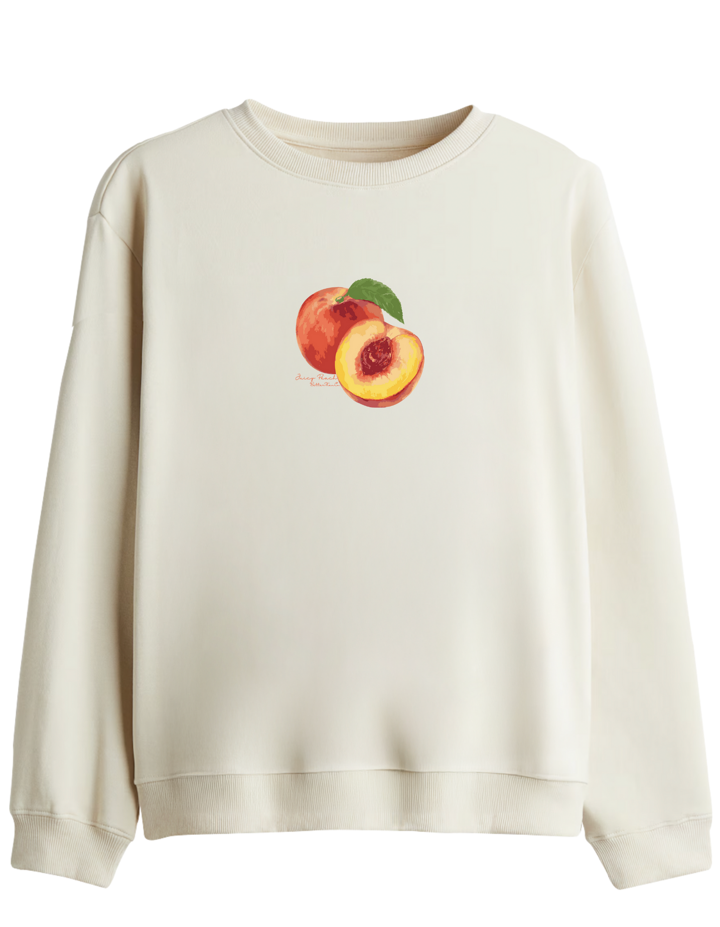 Peach Baskılı Bisiklet Yaka Sweatshirt