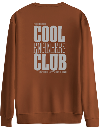Cool Engineers Club Baskılı Bisiklet Yaka Oversize Sweatshirt