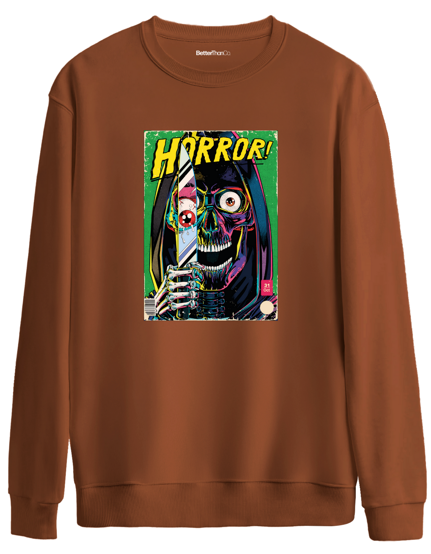 Horror Baskılı Bisiklet Yaka Oversize Sweatshirt