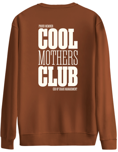 Cool Mothers Club Baskılı Bisiklet Yaka Oversize Sweatshirt