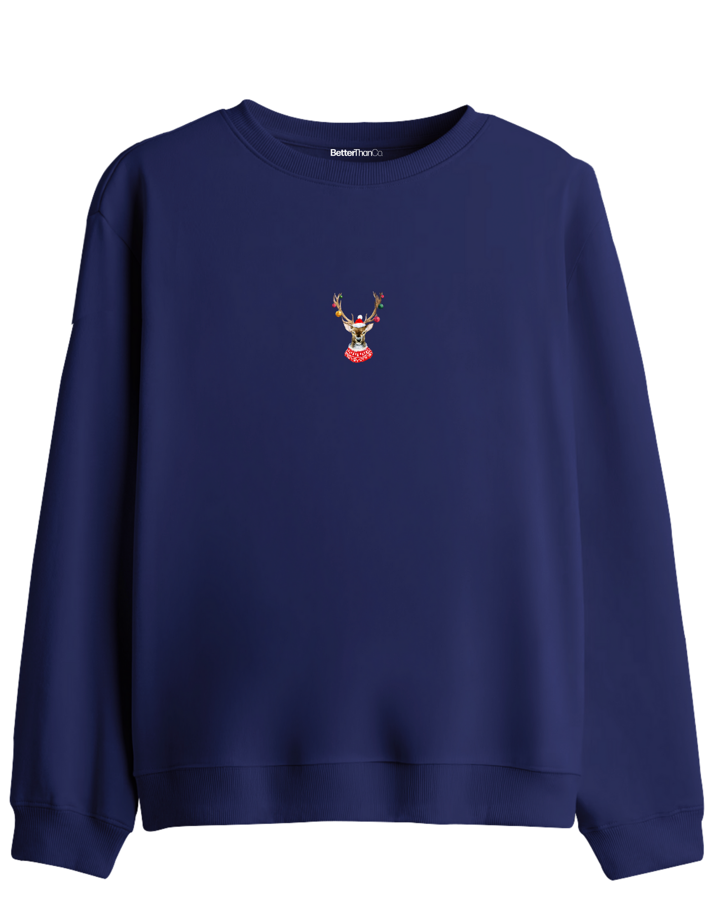 Reindeer Baskılı Bisiklet Yaka Sweatshirt