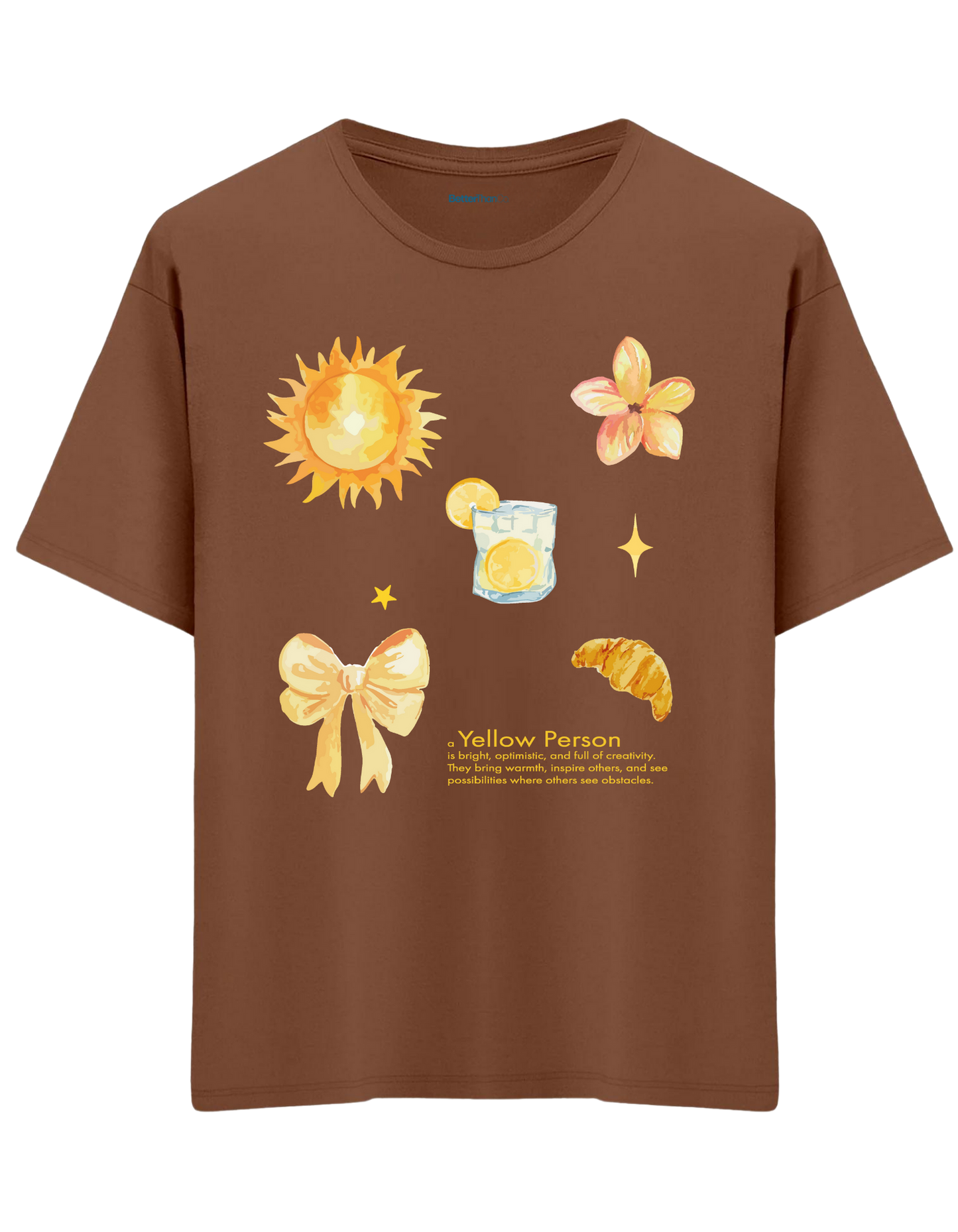 Yellow Person Baskılı Bisiklet Yaka Oversize T-shirt
