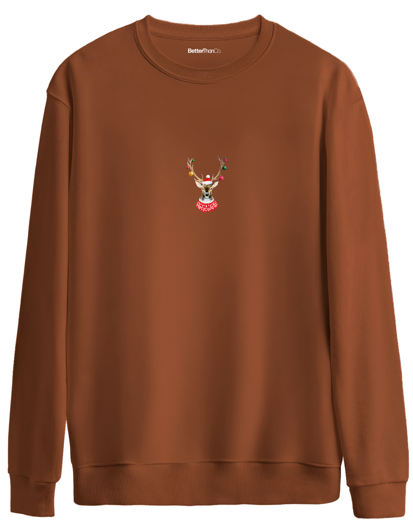 Reindeer Baskılı Bisiklet Yaka Oversize Sweatshirt