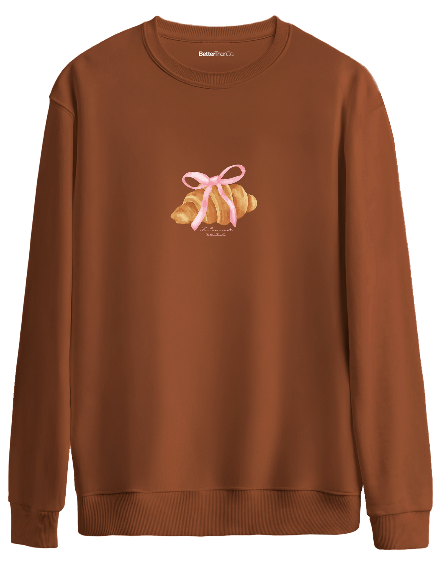 Kruvasan Baskılı Bisiklet Yaka Oversize Sweatshirt