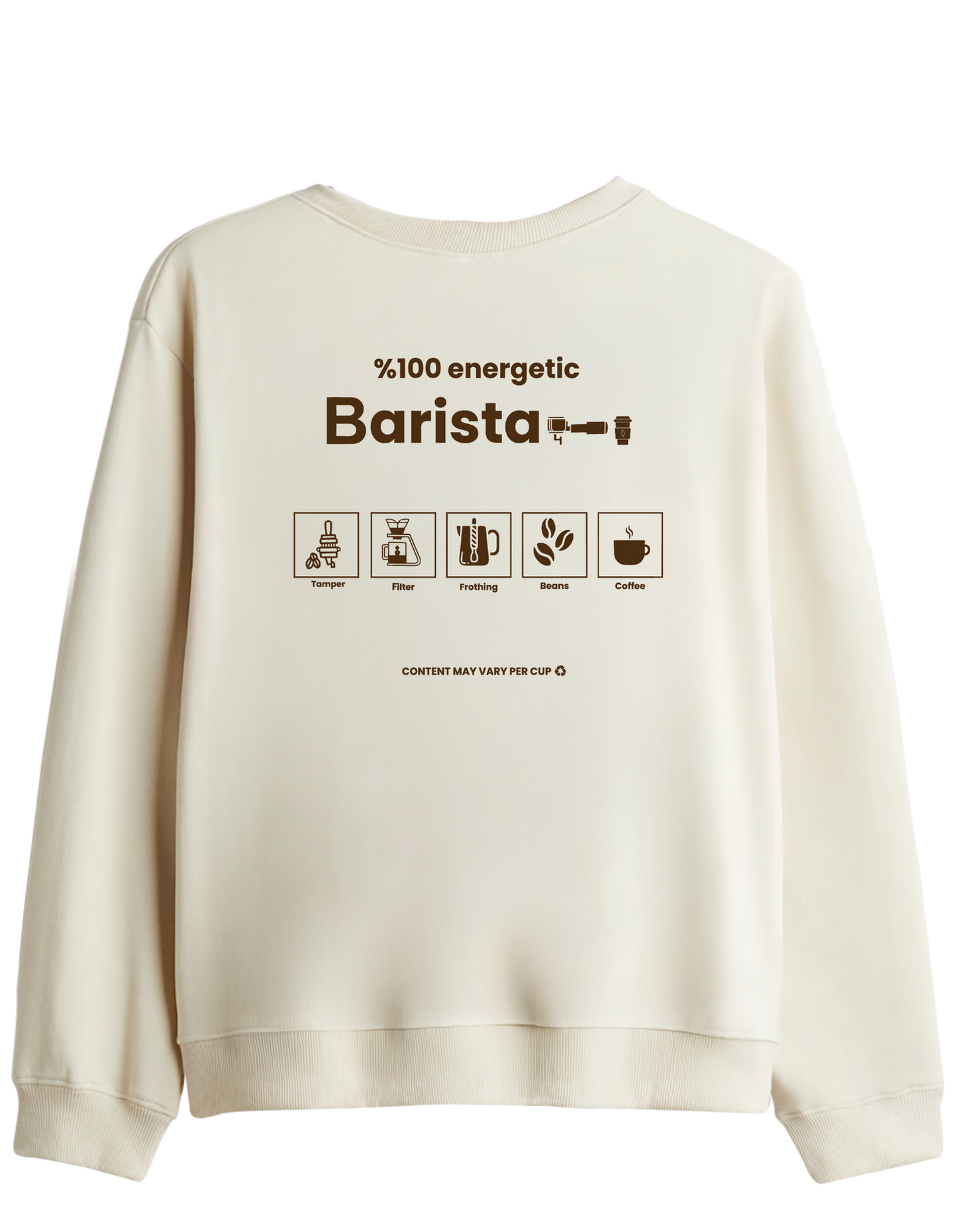 Barista Baskılı Bisiklet Yaka Sweatshirt