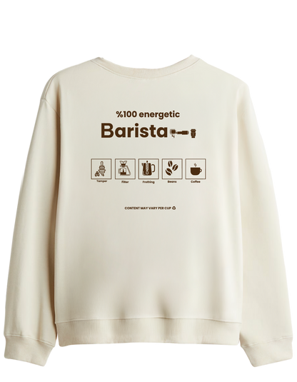 Barista Baskılı Bisiklet Yaka Sweatshirt