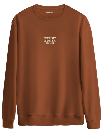 Winter Club Baskılı Bisiklet Yaka Oversize Sweatshirt