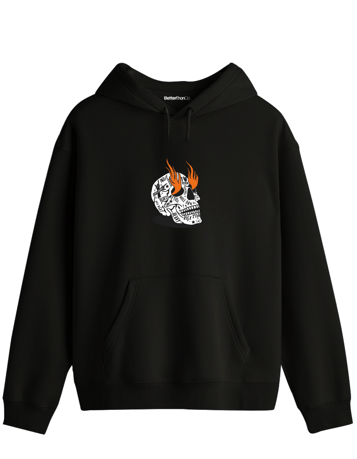 Rock Star Baskılı Unisex Kapüşonlu Yaka Hoodie