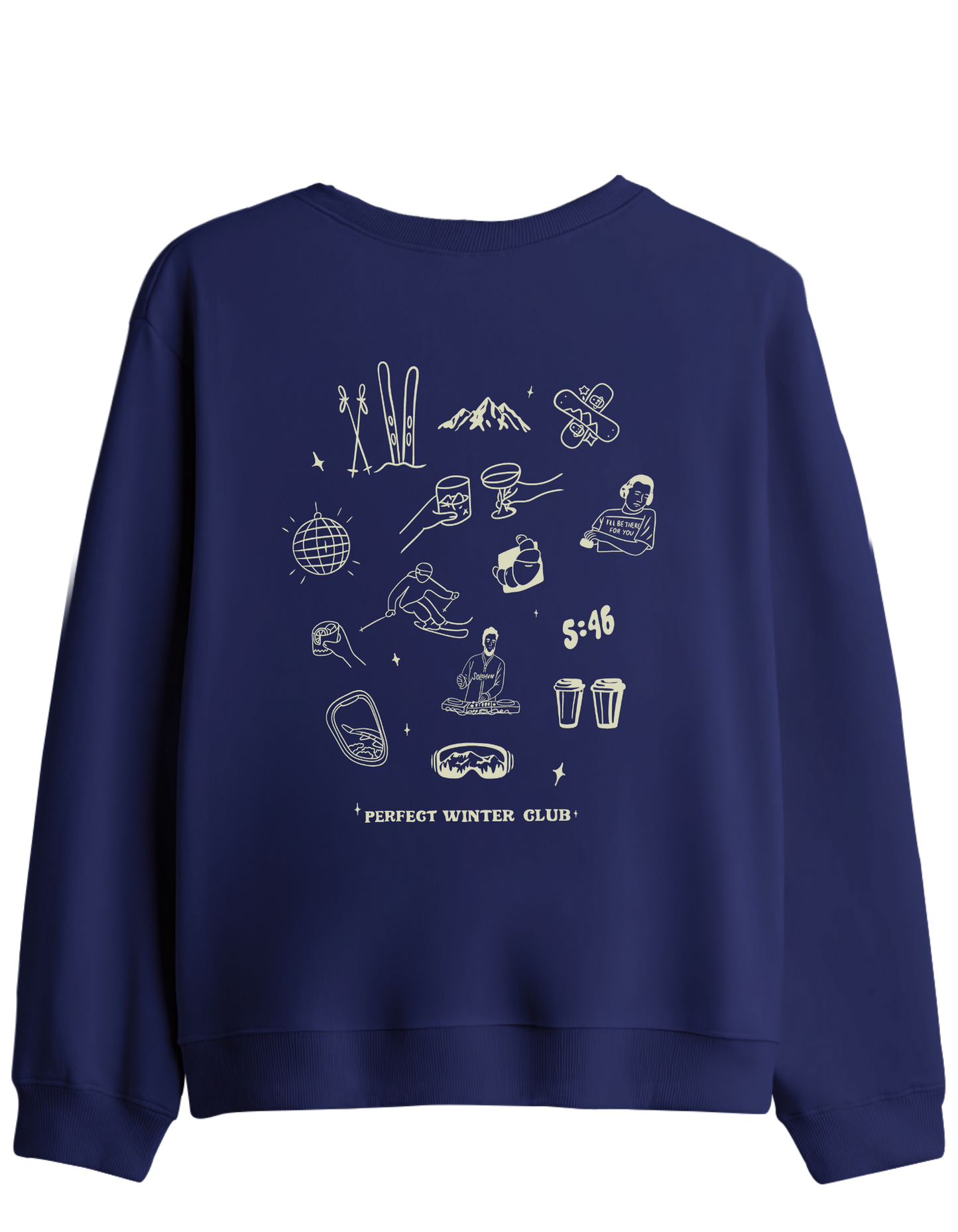 Winter Club Baskılı Bisiklet Yaka Sweatshirt