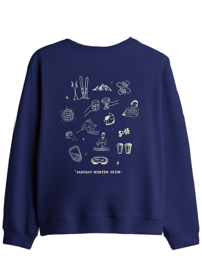 Winter Club Baskılı Bisiklet Yaka Sweatshirt