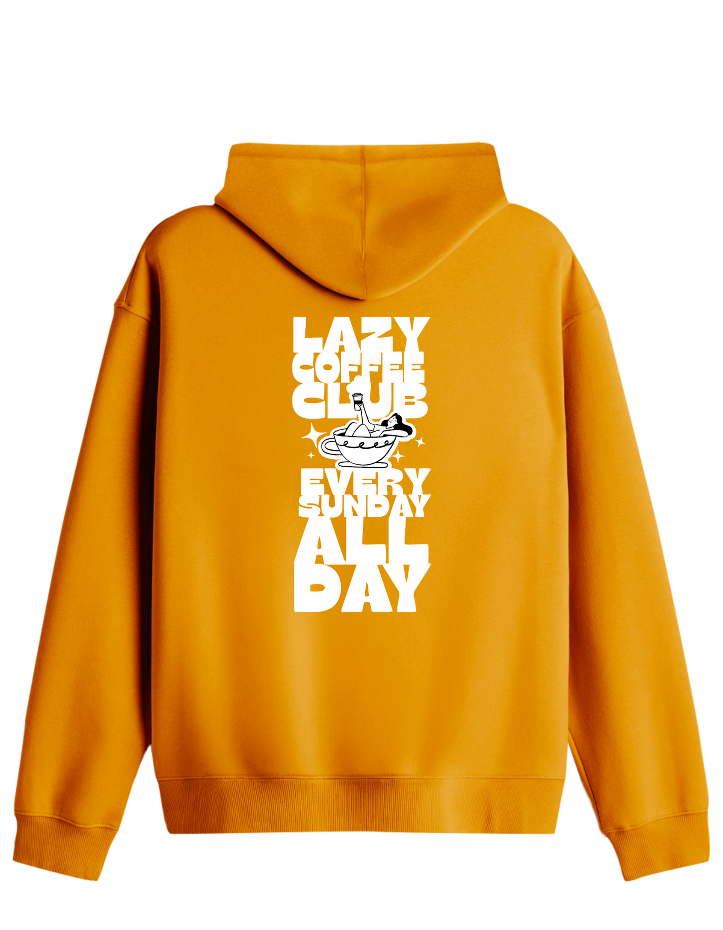 Lazy Coffee Club Baskılı Unisex Kapüşonlu Yaka Hoodie