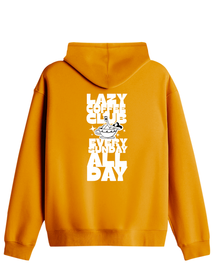 Lazy Coffee Club Baskılı Unisex Kapüşonlu Yaka Hoodie