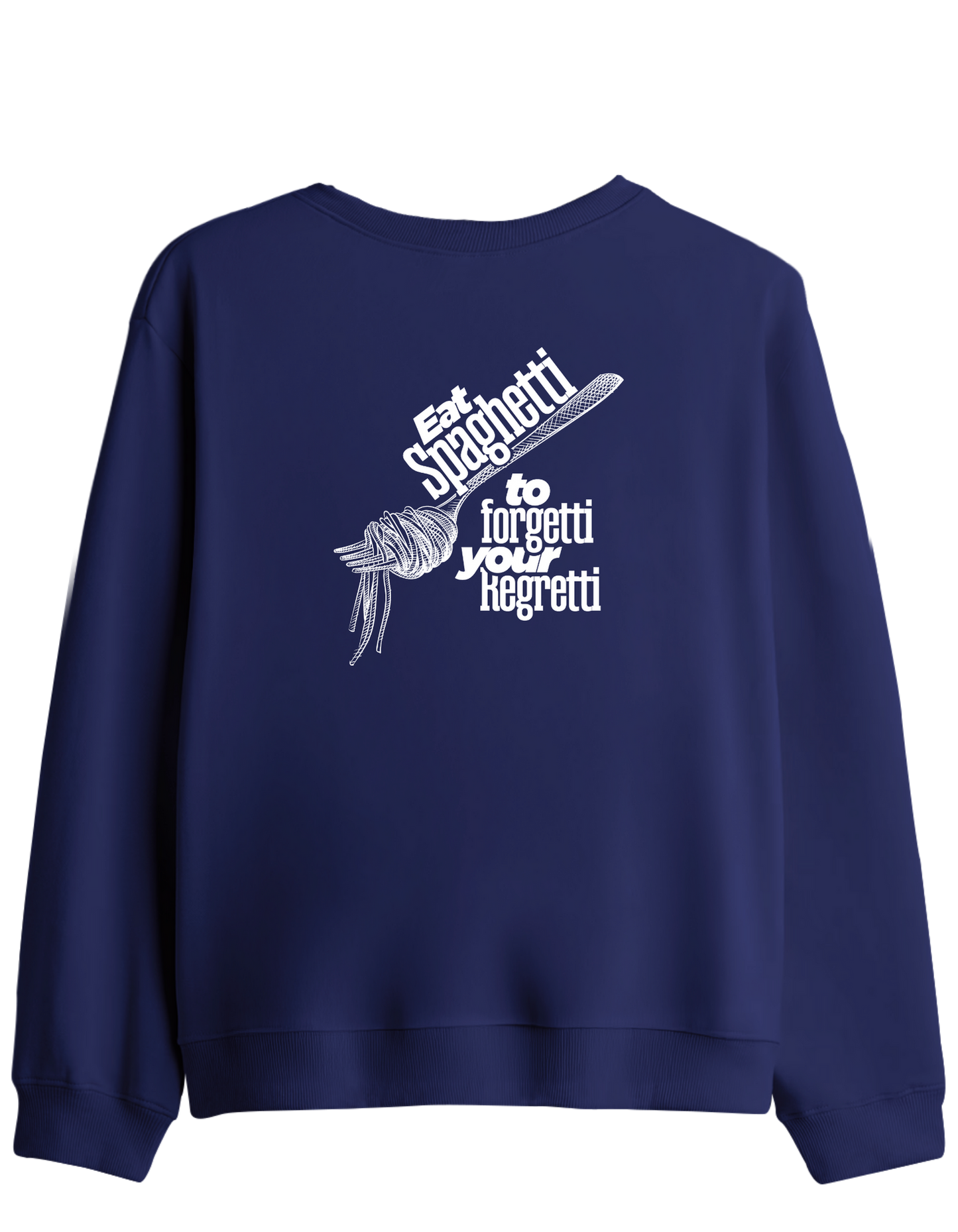 Spaghetti Baskılı Bisiklet Yaka Sweatshirt