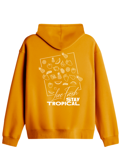 Tropical Baskılı Unisex Kapüşonlu Yaka Hoodie