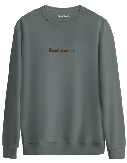 Barista Baskılı Bisiklet Yaka Oversize Sweatshirt