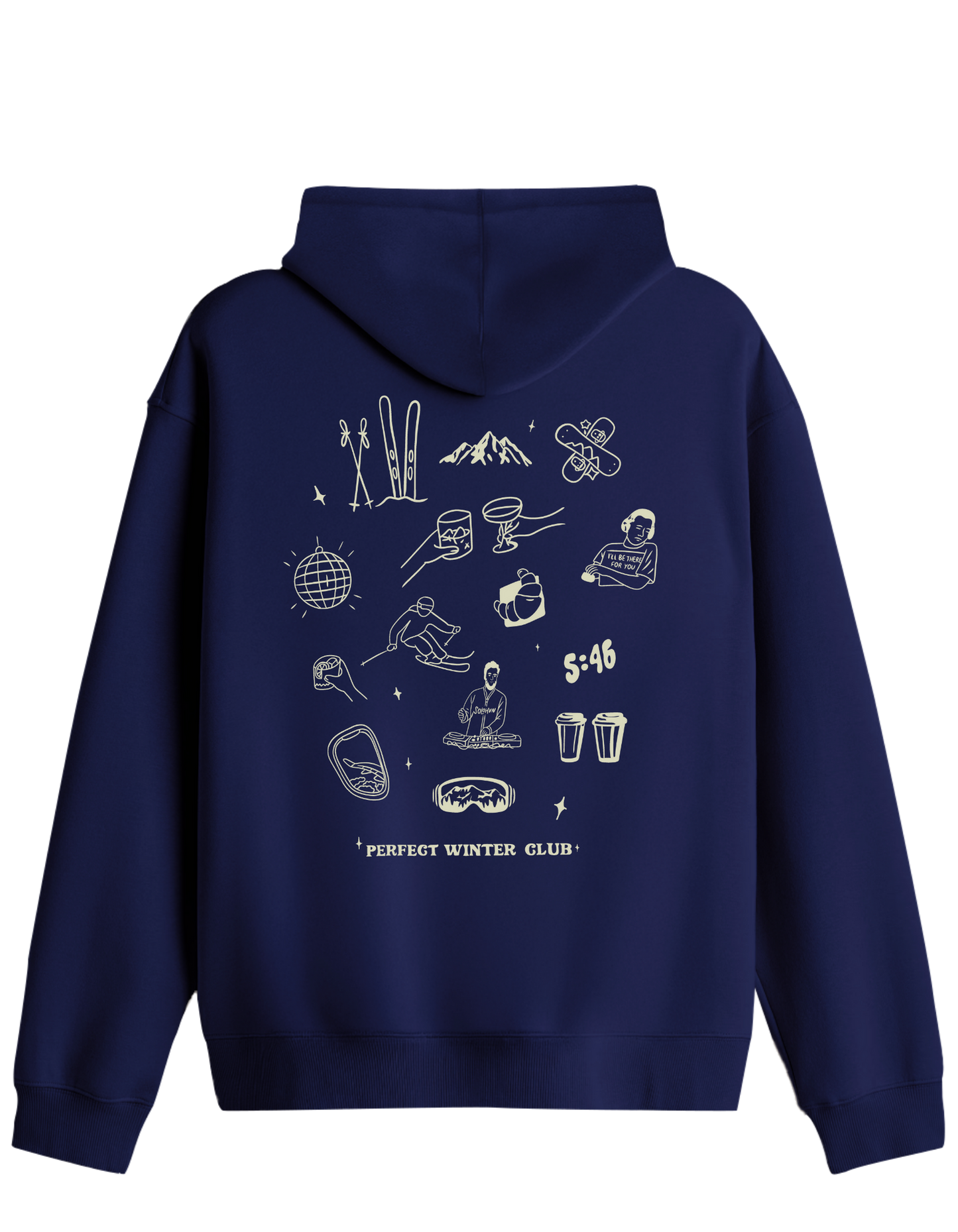Winter Club Baskılı Unisex Kapüşonlu Yaka Hoodie