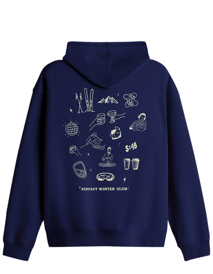 Winter Club Baskılı Unisex Kapüşonlu Yaka Hoodie