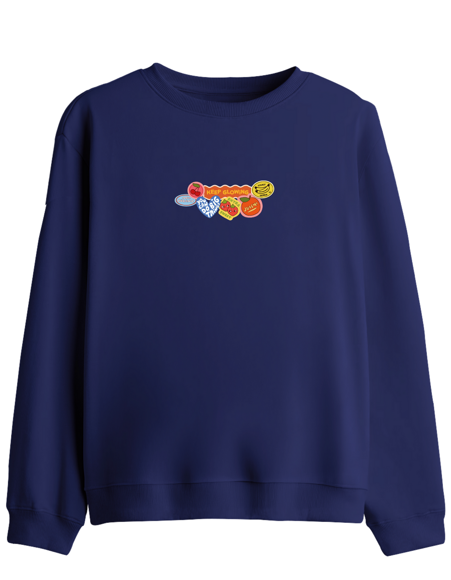 Fruits Baskılı Bisiklet Yaka Sweatshirt