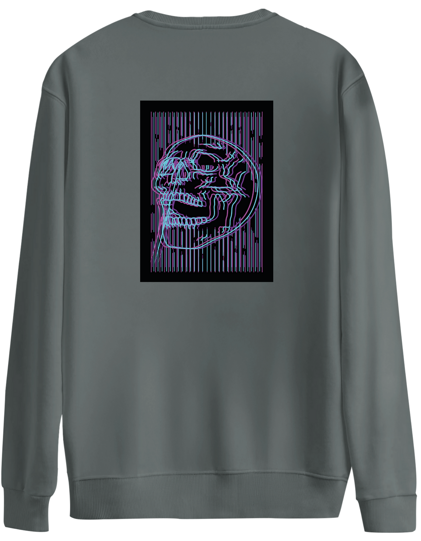 Neon Baskılı Bisiklet Yaka Oversize Sweatshirt